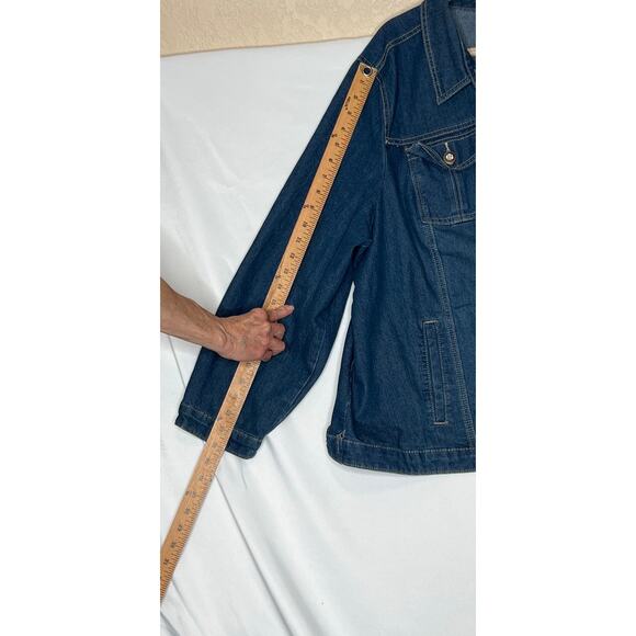 CJ Banks size 3X denim jacket large interior pocket button up outdoor walking - Picture 5 of 12